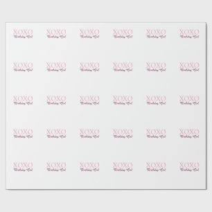 Xoxo birthday girl name pink mauve simple love  wrapping paper