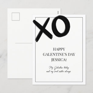 XOXO Black and White Bestie Name Galentine's Day Holiday Postcard