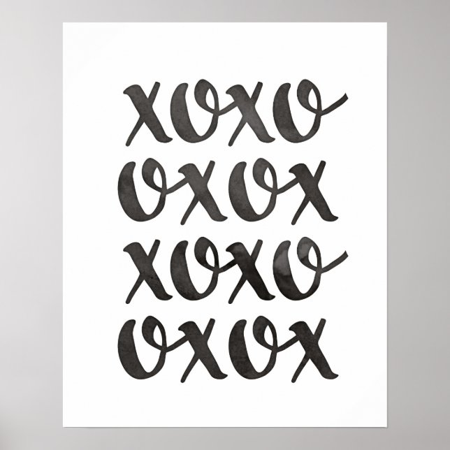 xoxo black and white typography poster print (Front)