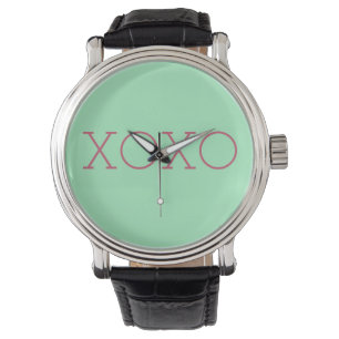 XOXO Black Leather Strap Watch