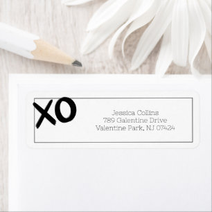 XOXO Black White Galentine's Day Return Address