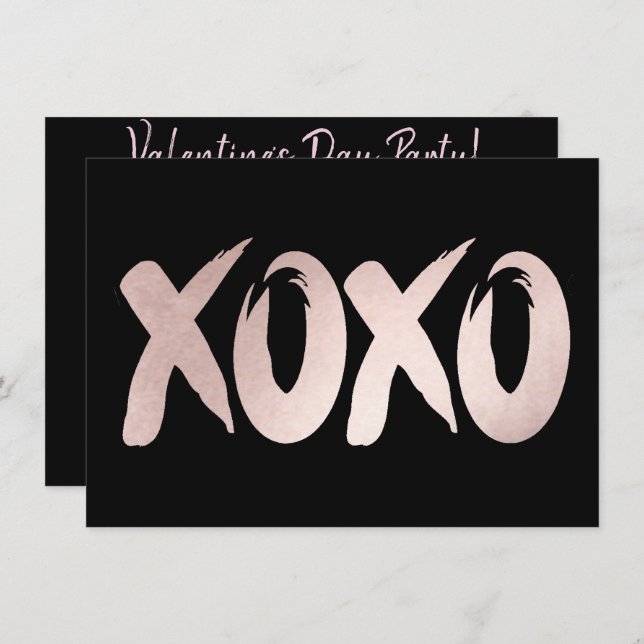XOXO Blush Pink | Chic Brushstroke Valentines Day Invitation (Front/Back)