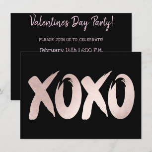 XOXO Blush Pink Chic Brushstroke Valentines Day Invitation