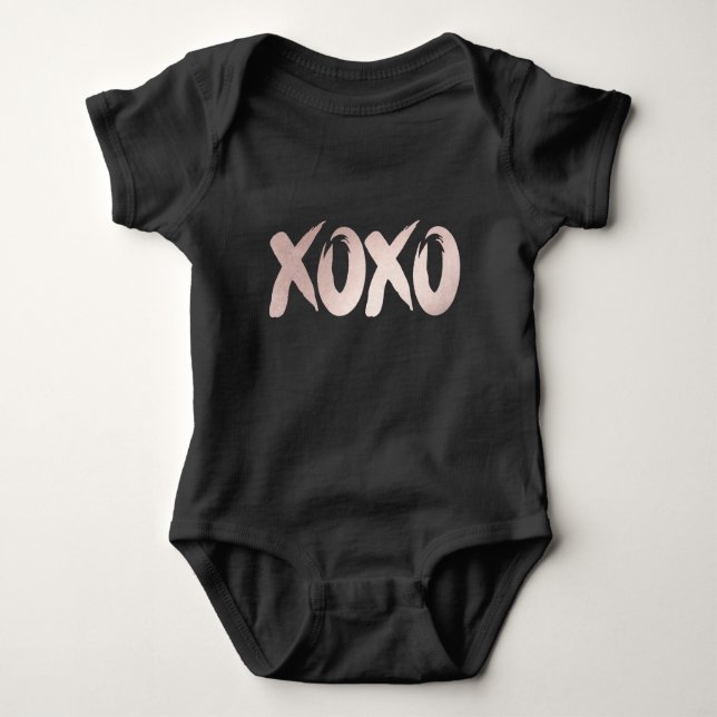 XOXO Blush Pink | Hand Lettered Brush Script Baby Bodysuit (Front)