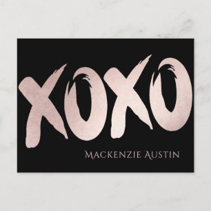 XOXO Blush Pink Hand Lettered Brush Script Blank Postcard