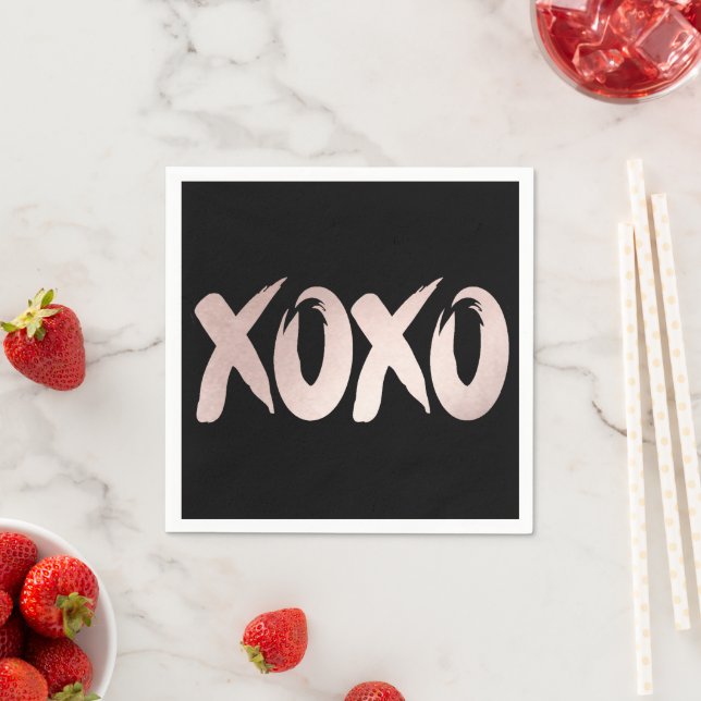 XOXO Blush Pink | Hand Lettered Brush Script Napkin (Insitu)