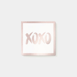 XOXO Blush Pink   Modern Brushstroke Calligraphy Post-it Notes
