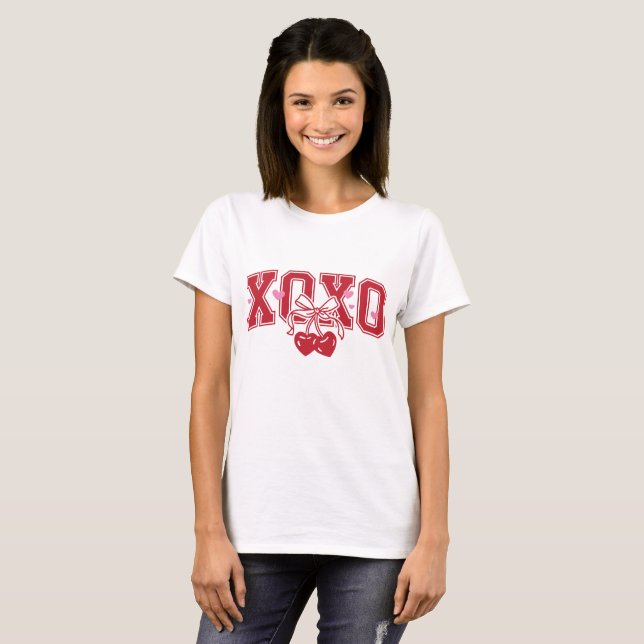 XOXO Bow Cherry Valentine's day  T-Shirt (Front Full)