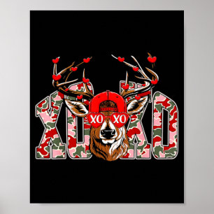 Xoxo Camo Buck Deer Hunting Valentine's Day Boys K Poster