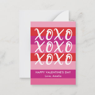 XOXO Classroom Valentine Note Card