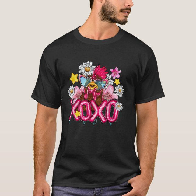 XOXO Cute Chicken Love Heart Valentines Day Matchi T-Shirt (Front)