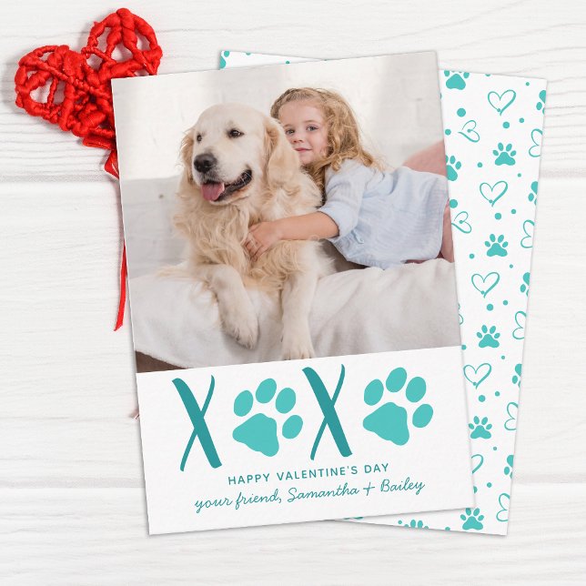XOXO Cute Kids Classroom Pet Photo Valentines Day  Card (Creator Uploaded)