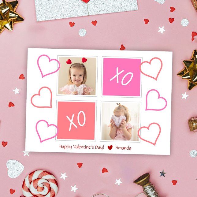 XOXO Cute Kids Photo Pink Happy Valentine's Day  Holiday Card (XOXO Cute Kids Photo Happy Valentine's Day Holiday Card)