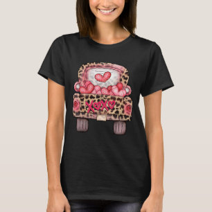 XOXO Cute Pink Heart Leopard Truck Happy Valentine T-Shirt
