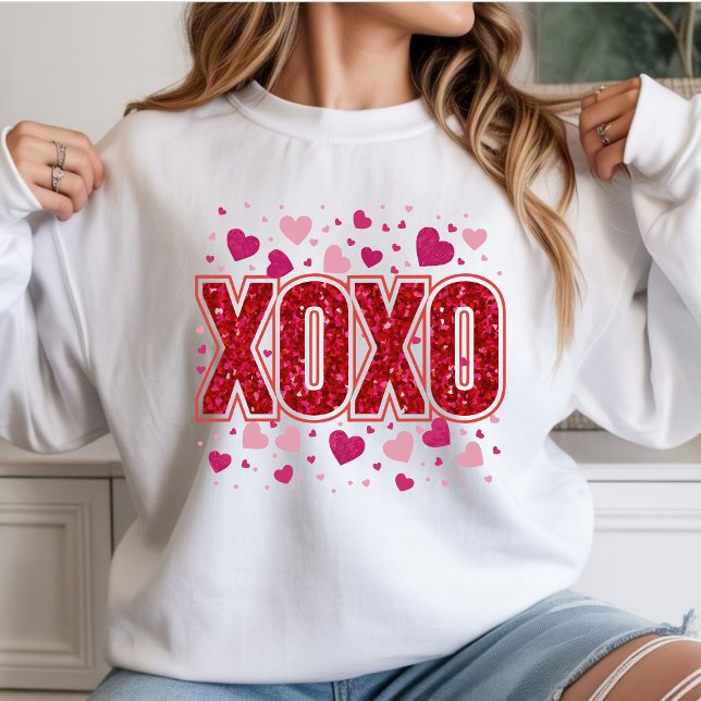 XOXO – Cute Pink Typography Valentine’s Day Sweatshirt (Creator Uploaded)
