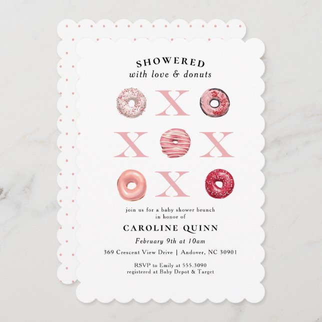 XOXO Doughnut Baby Shower Invitation (Front/Back)