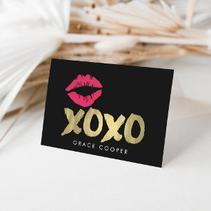 XOXO Faux Gold & Pink Lips Blank Greeting Card