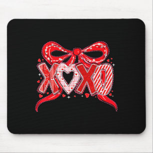 Xoxo Funny Valentines Day Love Coquette Bow Checke Mouse Pad