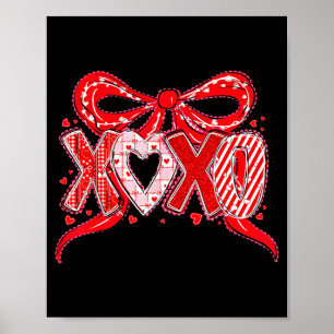 Xoxo Funny Valentines Day Love Coquette Bow Checke Poster