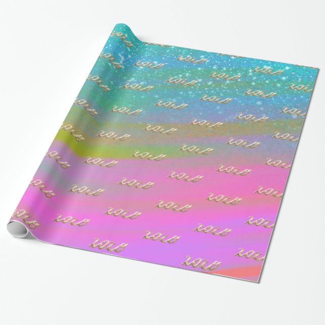 XOXO Gold in Unicorn Wrapping Paper (Unrolled)