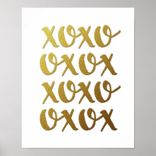 xoxo gold typography poster print