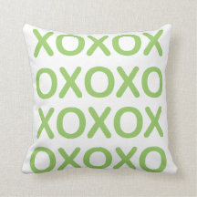 XOXO Green and White Pillow