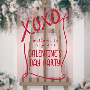 XOXO Hand Drawn Galentine’s Day Party Welcome Acrylic Sign