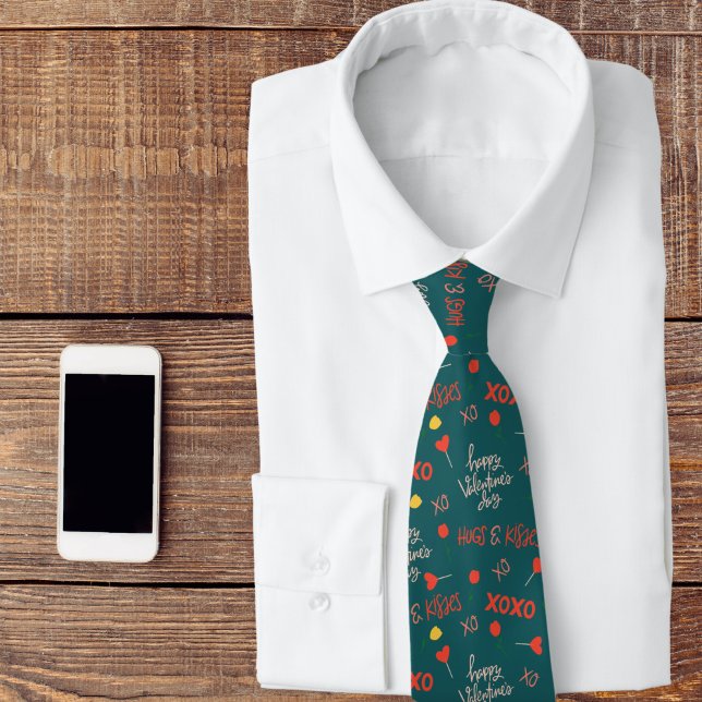XOXO Happy Valentine's Day Personalizable Tie (Creator Uploaded)