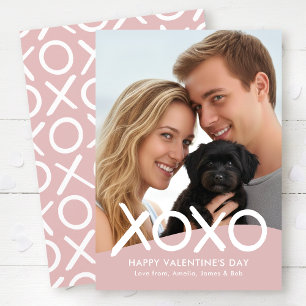 XOXO Happy Valentine's Day Photo Dusty Pink Modern Holiday Card