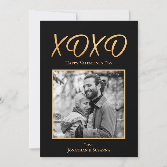 XOXO Happy Valentine's Day Photo Holiday Card (Front)