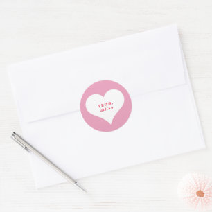 xoxo heart classroom valentine's day card classic round sticker