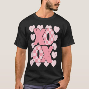 XOXO Heart Groovy Valentine's Day Couples Kids Gir T-Shirt