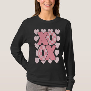 XOXO Heart Groovy Valentine's Day Couples Kids Gir T-Shirt