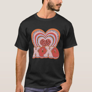 XOXO Heart Hugs and Kisses Valentines Day Groovy L T-Shirt