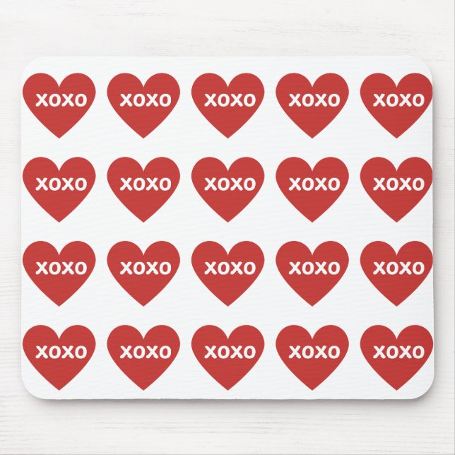 XOXO Heart Mouse Pad (Front)