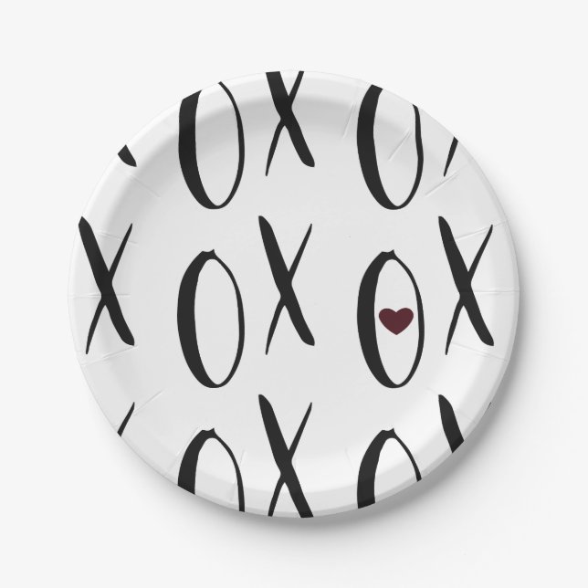 XOXO Heart Paper Plate (Front)