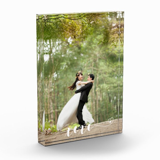 XOXO Heart Personalised Photo Custom Vertical Block (Left)