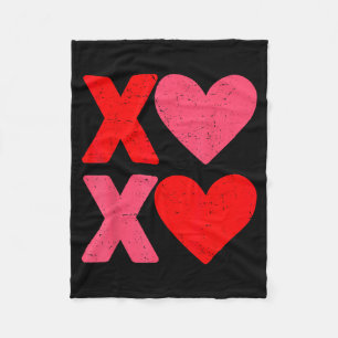 Xoxo Hearts Hugs And Kisses Funny Valentines Day B Fleece Blanket