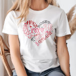 XOXO Hearts Love & Kisses Valentine's Day T-Shirt<br><div class="desc">Express your love with the XOXO Hearts Love & Kisses Valentine's Day T-Shirt, featuring a unique heart-shaped design made up of romantic phrases like "XOXO, " "Love & Kiss, " "BFF, " "Hugs, " and "Roses." Each word is styled in varying shades of pink, creating a vibrant and festive look...</div>