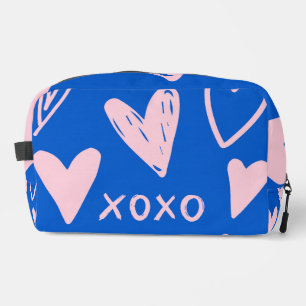 XOXO Hearts Makeup Bag – Cute Blue & Pink Pouch