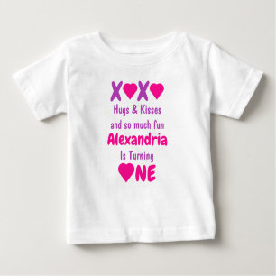 XOXO Hugs and Kisses 1st Birthday Baby T-Shirt