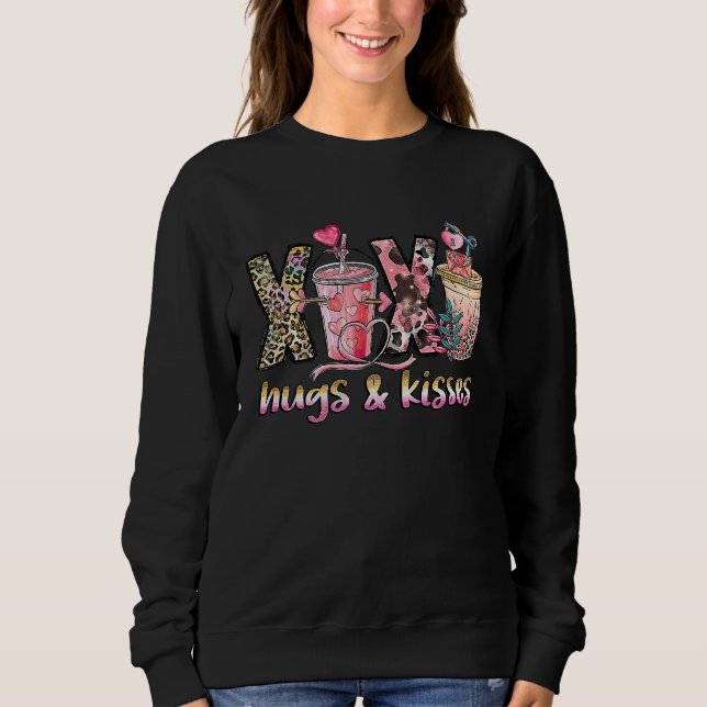 Xoxo Hugs and Kisses Coffee  Heart Valentine's Day Sweatshirt (Front)