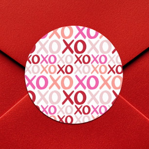 XOXO Hugs and Kisses Modern Girly Galentine Party Classic Round Sticker