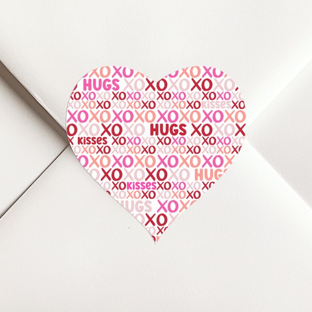XOXO Hugs and Kisses Pink and Red Galentine Party Heart Sticker (XOXO Hugs and Kisses Pink and Red Galentine Party Heart Sticker)