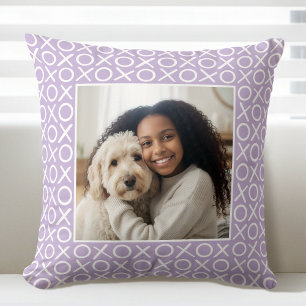XOXO Hugs & Kisses 2 Custom Photo Purple Modern Cushion