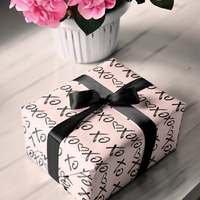 XOXO Hugs & Kisses Brush Script Black & Pink Wrapping Paper Sheet (XOXO Hugs & Kisses Brush Script Black & Pink Wrapping Paper Sheets)