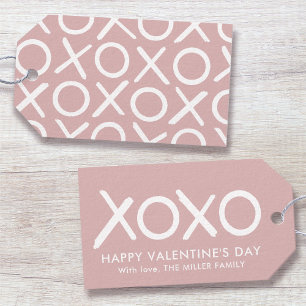 XOXO Hugs & Kisses Dusty Pink Happy Valentine's Gift Tags