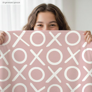 XOXO Hugs & Kisses Dusty Pink Modern Pattern Fleece Blanket