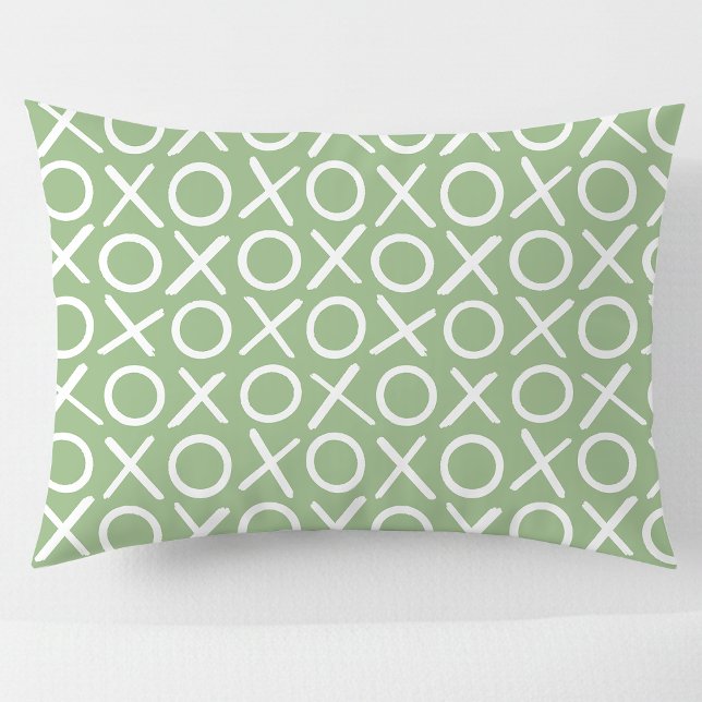 XOXO Hugs & Kisses Green Cute Modern Pattern Pillowcase (Creator Uploaded)
