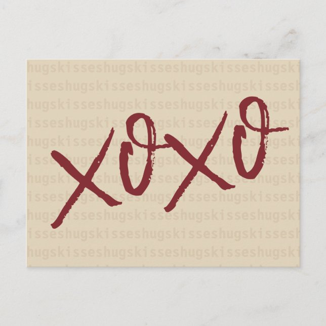 Xoxo hugs kisses in Cream colour Postcard (Front)